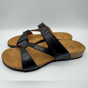 Vionic Pamplona Black Leather Slide Sandals Women's Size 10 US - Made In Spain